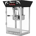 Popcorn Machine with Cart Wheels - Popcom Maker with Stainless Steel Kettle, Popcom Popper for Home, Theater, Parties (Black, 14OZ)