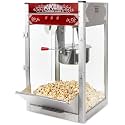 Popcorn Machine with Cart Wheels Popcorn Maker with Stainless Steel Kettle Popcorn Popper for Home, Theater, Parties (16OZ, Red)