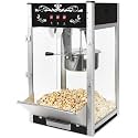 Popcorn Machine with Cart Wheels Popcorn Maker with Stainless Steel Kettle Popcorn Popper for Home, Theater, Parties (16OZ, Black)