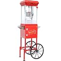 Popcorn Machine 8OZ with Cart &amp; Wheels - Pop corn Machine Maker with Stainless Steel Kettle, Theater Style with Lockers for Home, Theater, Parties, Commercial, Amusement Parks, Red