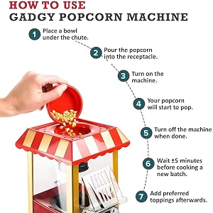 popcorn maker for kids amp adults  electric hot air popper  electric automatic home popcorn maker  non-toxic bpa-free material  red color