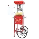 Popcorn Maker Machine - 7OZ Stainless Steel Kettle, Mobile Cart with Lockers, Vintage Popcorn Popper Electric for Parties, Home, Theater, Events, Arcade