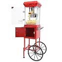 Popcorn Maker Machine - 9OZ Stainless Steel Kettle, Popcorn Machine with Cart Wheels, Retro Theater Style for Home, Parties, Commercial, Office, Events, Markets, Christmas