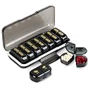 POPCUBE Premium Medicine Organizer Box 2 times a day with Detachable Compartments-Pill Organizer Box for Travel, storing medicines, pills, supplements (Black)