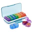 POPCUBE Premium Medicine Organizer Box 2 times a day with Detachable Compartments-Pill Organizer Box for Travel, storing medicines, pills, supplements (Multicolor)