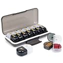 POPCUBE Premium Medicine Organizer Box 2 times a day with Detachable Compartments-Pill Organizer Box for Travel, storing medicines, pills, supplements (Black & White)