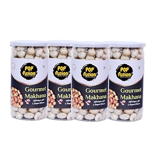popfusion roasted amp flavoured makhana - himalyan salt amp pepper makhana low fat snacks with airtight glass jar -pack of 4 70 g each