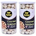 Popfusion Roasted &amp; Flavoured Makhana - Himalyan Salt &amp; Pepper Makhana, Low Fat Snacks with Airtight Glass Jar -(70 g Each) (Pack of 2)