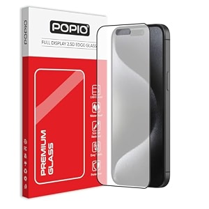 popio matte gaming tempered glass compatible for iphone 15 pro max black edge to edge coverage with easy installation kit