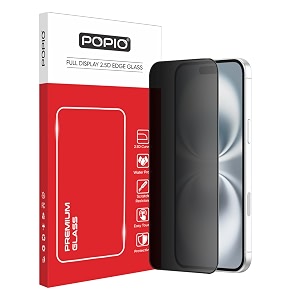 popio military-grade privacy screen protector for iphone 16 plus  9h tempered glass anti-spy protection scratch-resistant hd clarity 1 pack