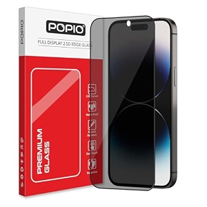 popio military-grade privacy screen protector for iphone 14 pro max  9h tempered glass anti-spy protection scratch-resistant hd clarity 1 pack