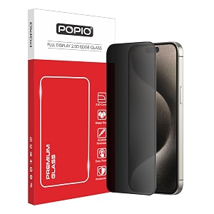 popio military-grade privacy screen protector for iphone 15 pro max  9h tempered glass anti-spy protection scratch-resistant hd clarity 1 pack