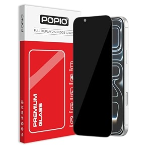 popio military-grade privacy tempered glass for iphone 18 pro max  17 pro max  9h tempered glass anti-spy protection scratch-resistant hd clarity 1 pack