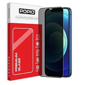 popio military-grade privacy screen protector for iphone 1212 pro  9h tempered glass anti-spy protection scratch-resistant hd clarity 1 pack