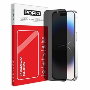 popio military-grade privacy screen protector for iphone 14 pro  9h tempered glass anti-spy protection scratch-resistant hd clarity 1 pack