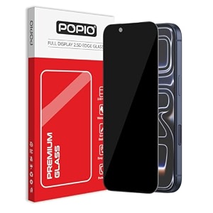 popio military-grade privacy screen protector for iphone 18 pro  17 pro  9h tempered glass anti-spy protection scratch-resistant hd clarity 1 pack