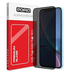 popio military-grade privacy screen protector for iphone 11  xr  9h tempered glass anti-spy protection scratch-resistant hd clarity 1 pack