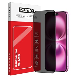 popio military-grade privacy screen protector for iphone 15 plus  9h tempered glass anti-spy protection scratch-resistant hd clarity 1 pack