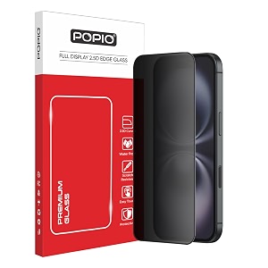 popio military-grade privacy screen protector for iphone 16  9h tempered glass anti-spy protection scratch-resistant hd clarity 1 pack
