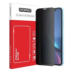 popio military-grade privacy screen protector for iphone 11  xr  9h tempered glass anti-spy protection scratch-resistant hd clarity 1 pack