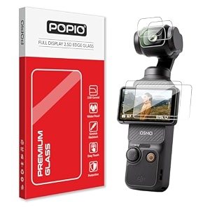 popio military-grade gorilla tempered glass for dji osmo pocket 3  pocket 4 transparent complete set