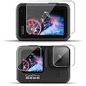 POPIO Military-Grade Gorilla Tempered Glass for GoPro Hero 9/10 / 11/12 Action Camera (Transparent) Edge To Edge Full Screen Coverage, Complete Set Of 3 Glass