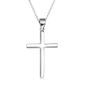 POPLYKE Cross Necklace 925 Sterling Silver Cross Pendant for Men Women