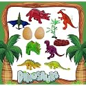 PoPo Toys 7 Piece Mini Jurassic Dinosaurs Toys Set | Jurassic Sets Dinosaur Kingdom Figures Set for Kids, Medium Size, Assorted Animal Figures, Non-Toxic | Surroundings Tree &amp; Egg Included