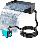 POPOSOAP Pond Waterfall Spillway with Pump Kit, 304 Stainless Steel Pond Waterfall, Pond Spillway with 9.8FT Corrugated Tubing for Garden,Water Features (8“)-P42