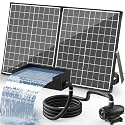 POPOSOAP Solar Pond Waterfall Spillway Kit, 55W Folding Solar Panel &amp; Pond Pump Included, DIY Water Feature for Garden, Balcony, Indoor Aquarium &amp; Small Ponds-P5552