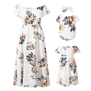PopReal Mommy and Me Dresses Floral Printed