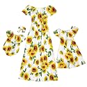 PopReal Mommy and Me Dresses Floral Printed