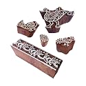 Popular Designs Bird and Peacock Wood Print Stamps (Set of 5)