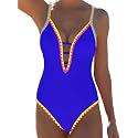popvil Women One Piece Swimsuit Deep V