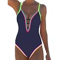 popvil Women One Piece Swimsuit Deep V
