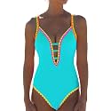 popvil Women One Piece Swimsuit Deep V