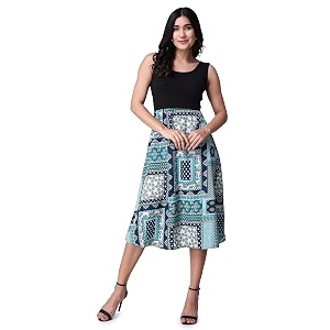 POPWINGS Casual Boho Printed and Solid Peplum