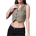 POPWINGS Casual Check Printed V-Neck Sleeveless Button