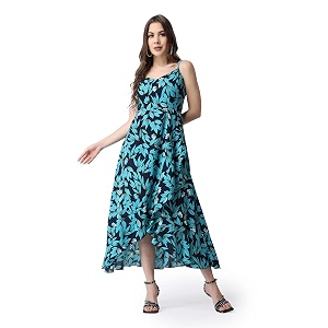 POPWINGS Casual Floral Printed Maxi Length Fit