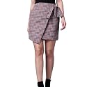 POPWINGS Casual Mini Checks Print Wrap-Up Skirt