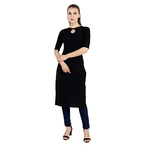 POPWINGS Casual Plain Key Hole streachable Kurti