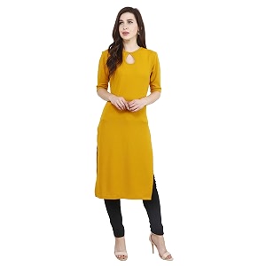 POPWINGS Casual Plain Key Hole streachable Kurti