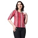 POPWINGS Casual Printed Puff Sleeves Round Neck
