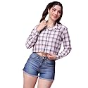 POPWINGS Casual Pure Cotton Checks Crop Shirt