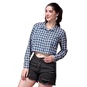 POPWINGS Casual Pure Cotton Checks Crop Shirt