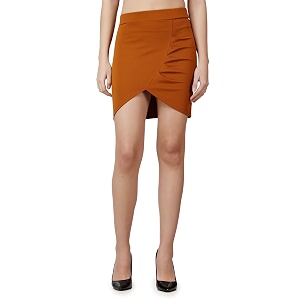 POPWINGS Casual Shimmer Solid Sarong Mini Skirt