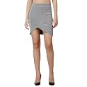 POPWINGS Casual Shimmer Solid Sarong Mini Skirt