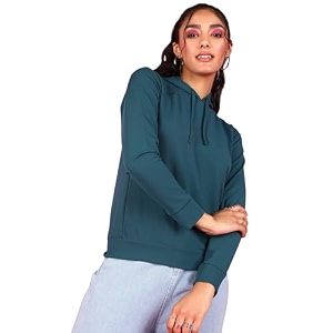 POPWINGS Casual Solid Hooded Pocket Sweatshirt for
