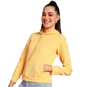 POPWINGS Casual Solid Hooded Pocket Sweatshirt for