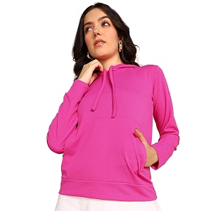 POPWINGS Casual Solid Hooded Pocket Sweatshirt for